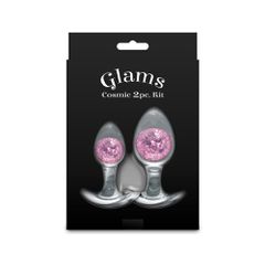 Cosmic Glams - 2pc Kit Silicone Butt Plug Pink-thumb-3