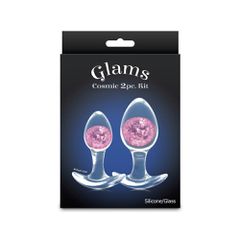 Cosmic Glams - 2pc Kit Silicone Butt Plug Pink-thumb-2