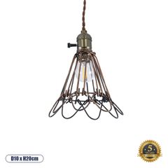 Vintage Κρεμαστό Φωτιστικό Οροφής με Ντουί 1 x E27 AC 220-240V IP20 - Χάλκινο & Μπρούτζινο - Μ10 x Π10 x Υ20cm
