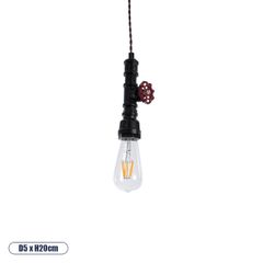 Vintage Κρεμαστό Φωτιστικό Οροφής με Ντουί 1 x E27 AC 220-240V IP20 - Μαύρο & Κόκκινο - Μ5 x Π5 x Y20cm