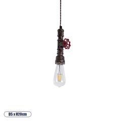 Vintage Κρεμαστό Φωτιστικό Οροφής με Ντουί 1 x E27 AC 220-240V IP20 - Χάλκινο & Κόκκινο - Μ5 x Π5 x Y20cm