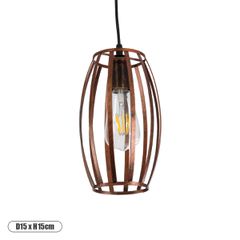Vintage Κρεμαστό Φωτιστικό Οροφής με Ντουί 1 x E27 AC 220-240V IP20 - Χάλκινο - Μ15 x Π15 x Y15cm