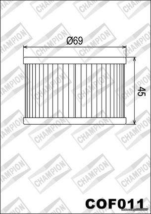 ΛΥΡΗΣ CHAMPION ΦΙΛΤΡΟ ΛΑΔΙΟΥ ΓΙΑ HONDA ATV TRX 400 - 500 / TRX 650 - 680, COF011