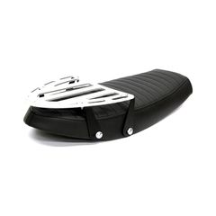 C-Racer Σέλα με σχάρα αποσκευών για μοτοσυκλέτα Yamaha SR400/500 pre FI μοντέλα σε μαύρο-ασημί χρώμα | C-Racer SR400/500 Flat Cafe Racer/Scrambler seat black