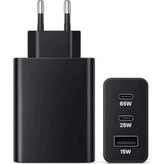 Travel adapter Wall 65W Χωρίς Καλώδιο με Θύρα USB-A και 2 Θύρες USB-C Μαύρος