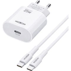 Moxom MX-HC139 Φορτιστής με Θύρα USB-C και Καλώδιο USB-C - USB-C 25W Λευκός