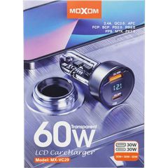 Moxom MX-VC29 Φορτιστής Αυτοκινήτου USB-C PD 30W & USB-A QC 30W με Ψηφιακή Οθόνη (60W)-thumb-1