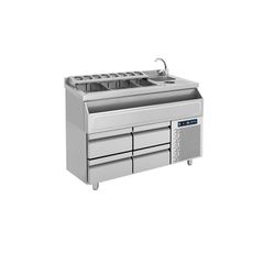 Bar Station Με Ψυγείο & 4 Συρτάρια 139x70x88Cm BAMBAS - Καινούργιο.