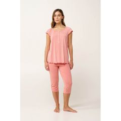 Vamp Γυναικεία Καλοκαιρινή Πυζάμα Κάπρι Modal Pink Tan