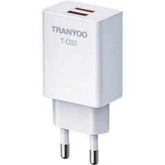 Tranyoo T-C02 Φορτιστής Τοίχου 14W Fast Charge 2χ USB-Α White