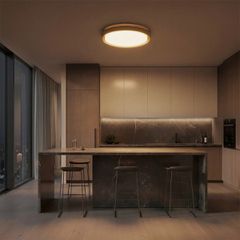 Φωτιστικό Οροφής LED 72W 7200lm 120° AC 220-240V IP20 Ρυθμιζόμενο Λευκό CCT με Χειριστήριο από 2700K έως 6000K Dimmable - Lumileds SMD Chip - Σαμπανιζέ Χρυσό Ματ - Μ48 x Π48 x Υ8.2cm - 3 Χρόνια Εγγύησ
