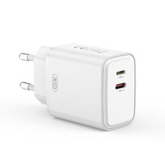 XO 249-0173 Φορτιστής με 2 Θύρες USB-C και Lightning 20W Power Delivery Λευκός