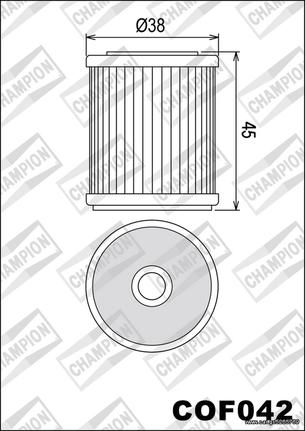 ΛΥΡΗΣ CHAMPION ΦΙΛΤΡΟ ΛΑΔΙΟΥ ΓΙΑ YAMAHA WR 250 F / WR 400 F / WR 426 F / TTR 250, COF042