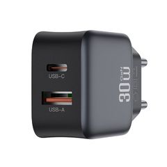XO 249-0191 Φορτιστής Χωρίς Καλώδιο GaN με Θύρα USB-A και Θύρα USB-C 30W Quick Charge 2.0 / Quick Charge 3.0 Μαύρος