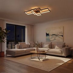 kelvo® QUADRA KLV-101-0293 Φωτιστικό Οροφής LED 100W 10000lm 120° AC 220-240V IP20 Ρυθμιζόμενο Λευκό CCT με Χειριστήριο από 2700K έως 6000K Dimmable - Lumileds SMD Chip - Μαύρο Ματ - Μ85 x Π45 x Υ9cm