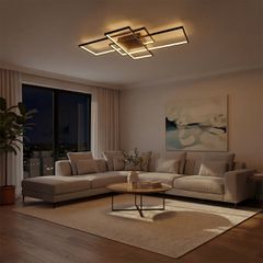 kelvo® QUADRA KLV-101-0296 Φωτιστικό Οροφής LED 120W 12000lm 120° AC 220-240V IP20 Ρυθμιζόμενο Λευκό CCT με Χειριστήριο από 2700K έως 6000K Dimmable - Lumileds SMD Chip - Μαύρο Ματ - Μ105 x Π60 x Υ9cm