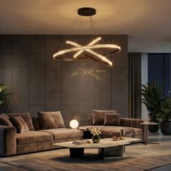 kelvo® DIAMOND KLV-101-0139-V2 Κρεμαστό Φωτιστικό Οροφής LED 120W 12000lm 180° AC 220-240V IP20 Ρυθμιζόμενο Λευκό CCT με Χειριστήριο από 2700K έως 6000K Dimmable - Lumileds SMD Chip - Μαύρο Ματ - Μ80