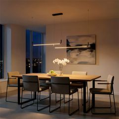 kelvo® LINARIA KLV-101-0258-V2 Κρεμαστό Φωτιστικό Οροφής LED 72W 7200lm 180° AC 220-240V IP20 Ρυθμιζόμενο Λευκό CCT με Χειριστήριο από 2700K έως 6000K Dimmable - Lumileds SMD Chip - Μαύρο Ματ - Μ220 x