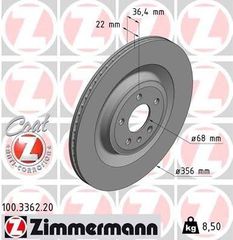 ZIMMERMANN ΔΙΣΚΟΠΛΑΚΕΣ (4H0615601P) ΓΙΑ ΠΙΣΩ ΑΞΟΝΑ VOLKSWAGEN GROUP 356 X 22 ΜΕ 5 X 112 ΚΑΡΕ ΓΙΑ Α6 , Α7 , Α8 *ΤΑΙΡΙΑΖΟΥΝ ΣΕ ΠΟΛΛΑ VAG(A4,S3,S4,S5,Q5,TTS,S6,GOLF,OCTAVIA V,LEON CUPRA) ΓΙΑ ΜΕΤΑΤΡΟΠΗ-thumb-1