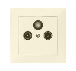 Πρίζα TV + FM + SAT Ενδιάμεση Χωνευτή Πλήρης Μπεζ