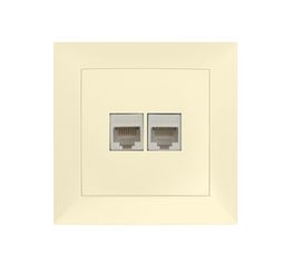 Πρίζα Data RJ45 Cat.6 + Τηλεφώνου RJ11 Πλήρης Μπεζ