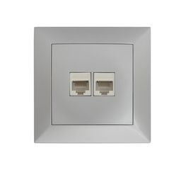 Πρίζα Data RJ45 Cat.6 + Τηλεφώνου RJ11 Πλήρης Ασημί