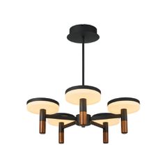 Κρεμαστό Φωτιστικό ASIAN 5Φωτο LED 52W CCT 3380lm – Αμμώδες Μαύρο Αλουμινίου, SMD, IP20, 600x330-1230mm