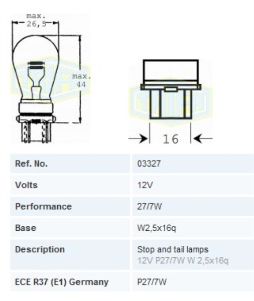 ΛΑΜΠΑ 12V P27 7W TRIFA