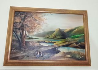 ΠΑΛΑΙΑ ΕΛΑΙΟΓΡΑΦΙΑ ΜΕ ΞΥΛΙΝΗ ΣΚΑΛΙΣΤΗ ΚΟΡΝΙΖΑ