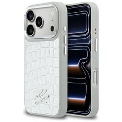 Karl Lagerfeld Croco Kl Script Logo Magsafe για iPhone 17 Pro Max - Ασημί