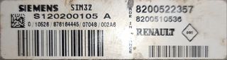 Renault Clio 1.2 2009-2013 Εγκέφαλος κινητήρα  8200522357 S120200105A SIM32-thumb-1