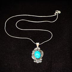 μενταγιόν Αλυσιδα τουρκουάζ από ασήμι 925 sterling silver  - Navajo Indian - Ινδιάνικη τέχνη SBTS101CH
