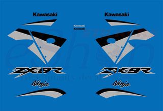 Αυτοκόλλητα σετ για  Kawasaki ZX 9R Μπλε έκδοση 2003