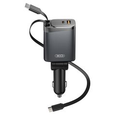 XO 249-0263 Φορτιστής Αυτοκινήτου 108W με Θύρες: 1xUSB 1xType-C μαζί με Καλώδιο Lightning / Type-C Μαύρο Χρώμα