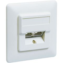 GOOBAY 50972 Διπλή Πρίζα Δικτύου RJ45 με Πλαίσιο Τύπου Cat5 σε Λευκό Χρώμα (Cat5e)