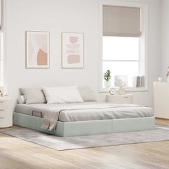 Κρεβάτι Οθωμανικού Τύπου Ανοιχτό γκρι 180 x 200 cm Βελούδο 3442898