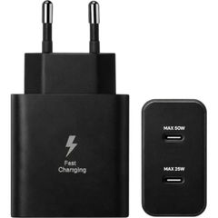 Travel adapter Wall 50W Χωρίς Καλώδιο με 2 Θύρες USB-C Μαυρο