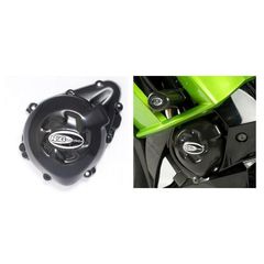 R Racing Left Crankcase Protection Cover Black Kawasaki Z1000/Sx