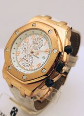 REPLICA Audemars Piguet αντρικό ρολόι με λευκό καντράν και δερμάτινο λουράκι Α90216 ΤΙΜΗ 300 ΕΥΡΩ