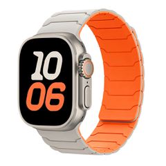 Watchband Hoco WA39 Flex Series 44/45/46/49mm Silicon Strap για Apple Watch series 1/2/3/4/5/6/7/8/9/se/ultra1/ultra2 Μπέζ με Πορτοκαλί