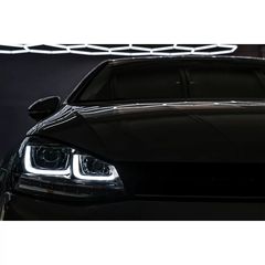Fanária Emprós 3D LED Proboleís Hméras (DRL) katállhloi gia VW Golf 7 VII (2012-2017) Ashmí R-Line LED Dunamikí Seiriakí Roí Fotismós strofís-thumb-23