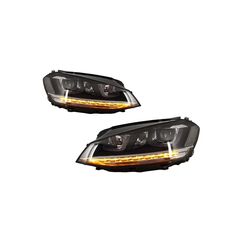 Fanária Emprós 3D LED Proboleís Hméras (DRL) katállhloi gia VW Golf 7 VII (2012-2017) Ashmí R-Line LED Dunamikí Seiriakí Roí Fotismós strofís-thumb-2