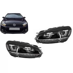 Fanária Emprós katállhloi gia VW Golf 6 VI (2008-2013) Golf 7 3D LED Proboleís Hméras (DRL) Schédio U LED Flowing Turning Light Chrómio