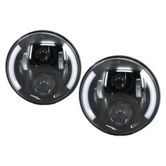 Fanária Emprós CREE LED 7 intsón katállhloi gia Jeep Wrangler JK (2007-2017) Mercedes G-Class W463 (1989-2017) Land Rover Defender Misó Ágio Mavro