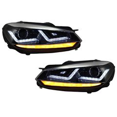 Osram Xenón Upgrade Fanária Emprós LEDriving katállhlo gia VW Golf 6 VI (2008-2012) Chrómio LED Dunamikó Sequential Fotismós strofís