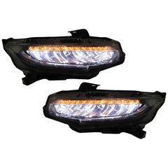 Fanária Emprós Plírhs LED katállhloi gia Honda Civic Mk10 (FC/FK) (2016-Up) Sedan & Chátsmpak me diadochiká Dunamikó Fotismós strofís