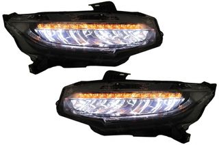 Fanária Emprós Plírhs LED katállhloi gia Honda Civic Mk10 (FC/FK) (2016-Up) Sedan & Chátsmpak me diadochiká Dunamikó Fotismós strofís