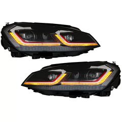 Fanária Emprós LED katállhloi gia VW Golf 7 VII (2012-2017) Ananéosh G7.5 GTI Look with Sequential Dunamikó Fotismós strofís