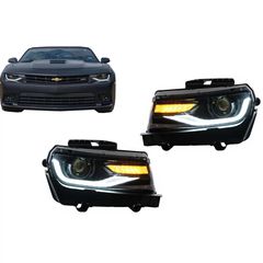 Fanária Emprós LED Proboleís Hméras (DRL) katállhloi gia Chevrolet Camaro Mk5 Ananéosh (2014-2015) Sequential Amber Dunamikó Fotismós strofís se emfánish 2016+