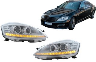 Fanária Emprós LED katállhloi gia Mercedes S-Class W221 (2005-2009) Ananéosh Look LHD